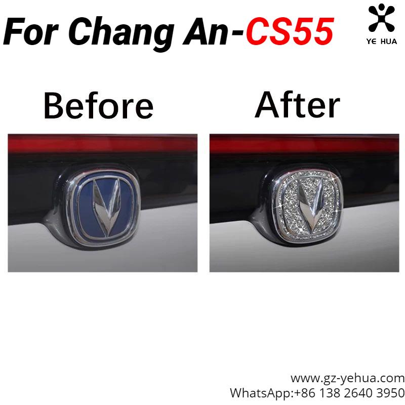 For Changan Cs55 Plus 2020-2022 Modified Front Rear Logo Cover Decorative Diamond Emblem Sticker Car Tuning Parts Accessories