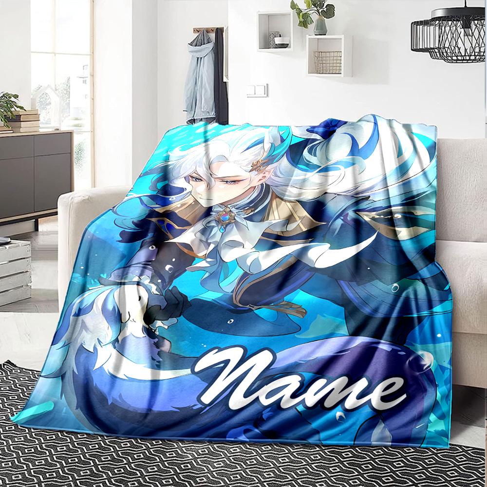 Customizable Genshin Impact1 Throw Blanket – Personalized Name, All-Season Cozy Snug Blanket, Machine Washable, Personalized Blanket