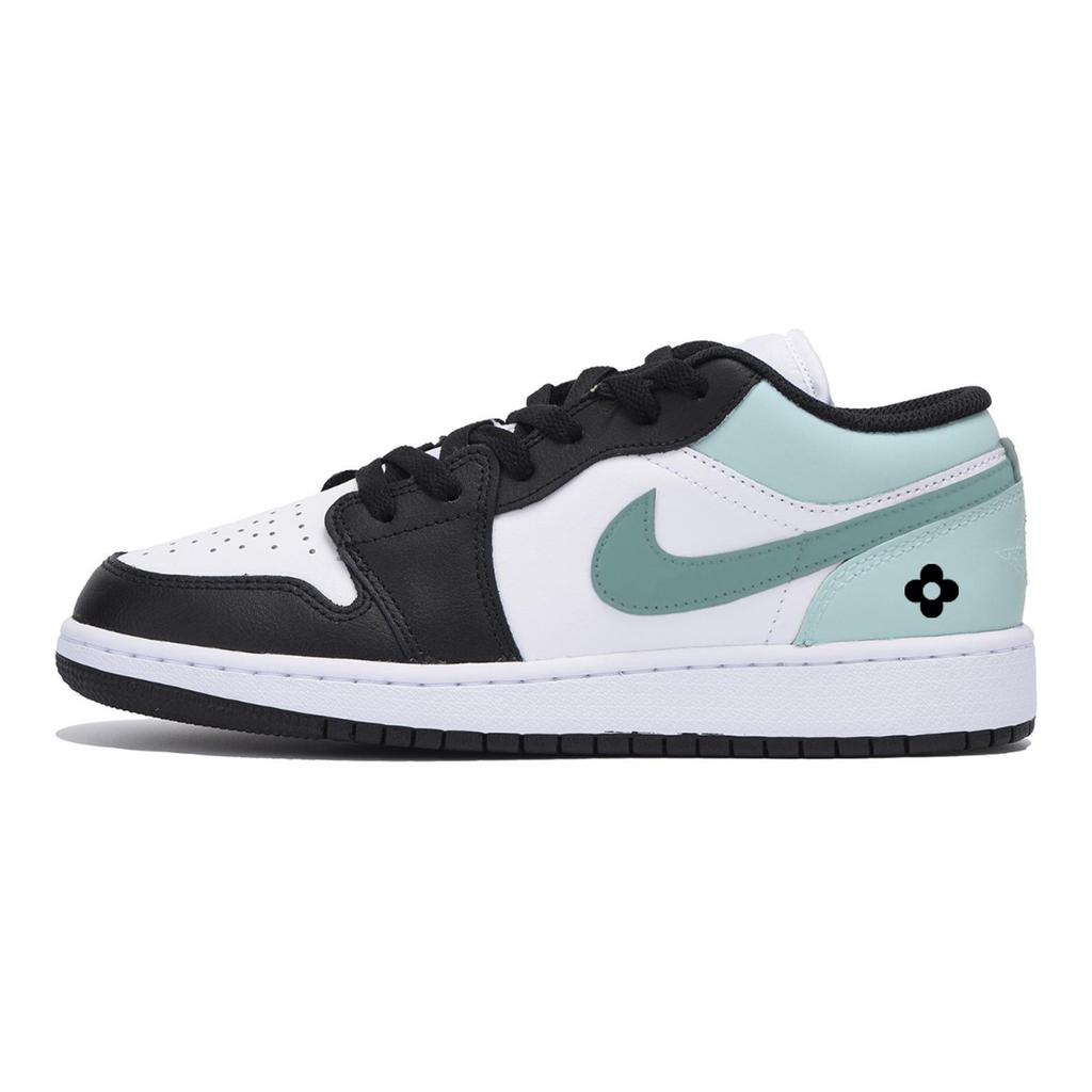 Jordan Air Jordan 1 Cherry Blossom Milk Green Slip Resistant Low top Vintage Basketball Shoes Men's White Green 553558-131(Team85-)