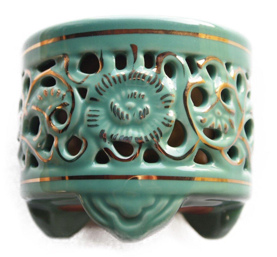 

Incense Burner, Jodo Shinshu Otani-ha, Ceramic Ball Incense Burner with Crest, Buddhist Altar Accessory, 3.5 Sun (9cm H x 10.5cm W)