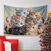 Cute Kittens Group Illustration Pattern Wall Hanging Tapestry Decorative Tapestry Home Decor for Bedroom and Living Room
