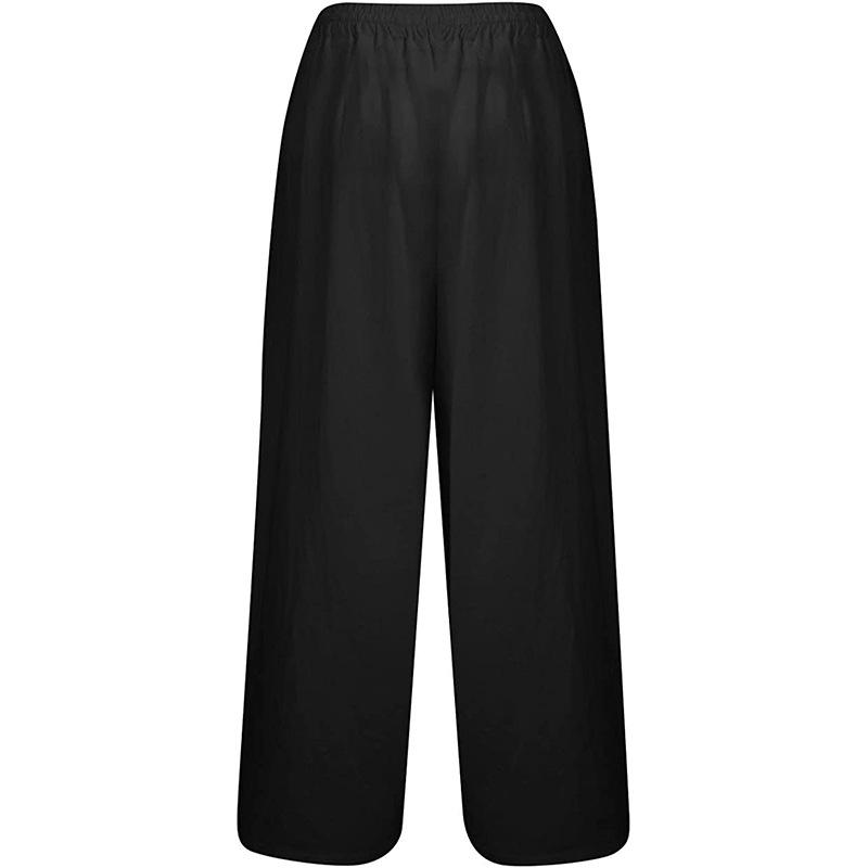 Women's casual wide-leg pants elastic waist lace-up trousers