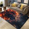 Flannel Printed Fire Wolf Rug Fantasy Animal Design Living Room Carpet Soft Fleece Floor Mat Modern Home Decor Unique Area Rugs