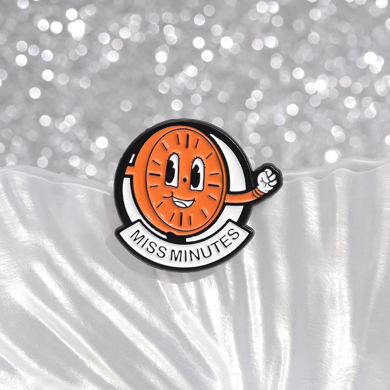 MM Clock Enamel Pins Custom Movie Character Brooches Lapel Badges Cartoon Funny Jewelry Gift for Fans Kids Friends