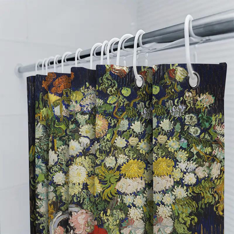 Floral Shower Curtain Modern Kitchen Decor – Bath Home Decoration Wall Hanging Shower Curtains for Bathroom In Orange, Green.