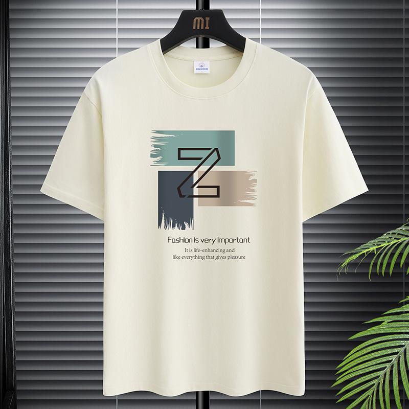 Simple Graphic Tshirt for Men Plus Size Round Neck Tee Shirts Pure Cotton Harajuku Tops Male Clothing Summer New Short Sleeve