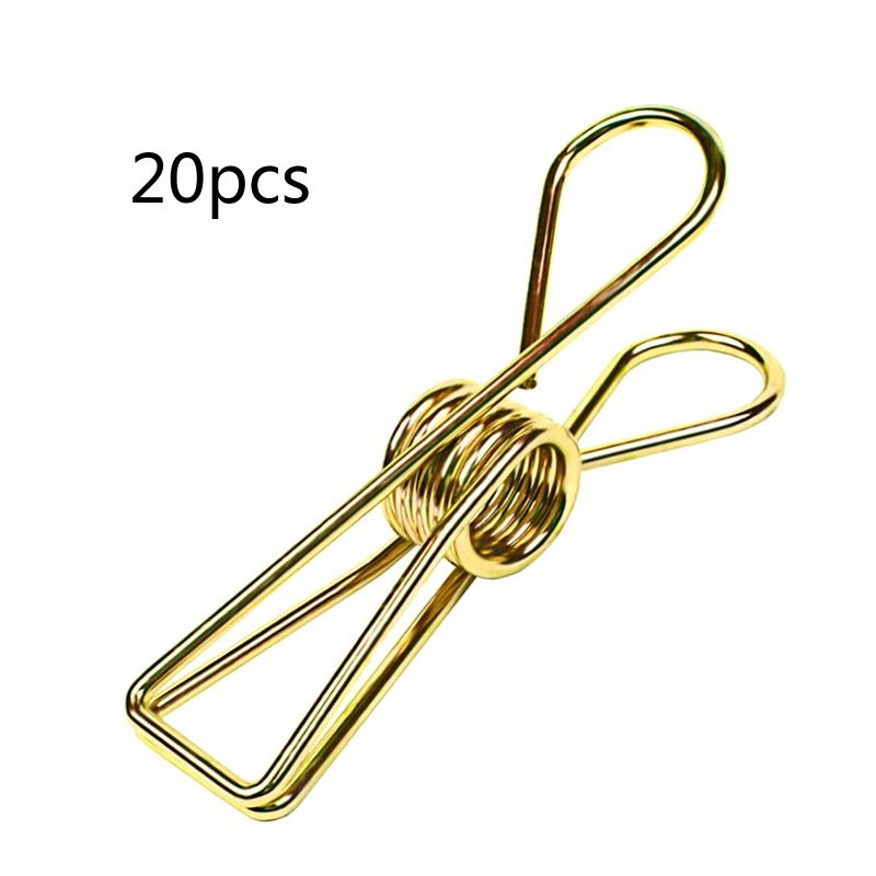 20 Pcs Stainless Steel Clothes Pins Multi-Purpose Steel Wire Clips Utility Metal Clips for Laundry Home Outdoor Office