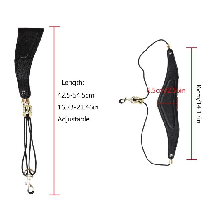 Saxophone Neck Strap Leather Padded Sax Neck Strap with Metal Rotatable Hook