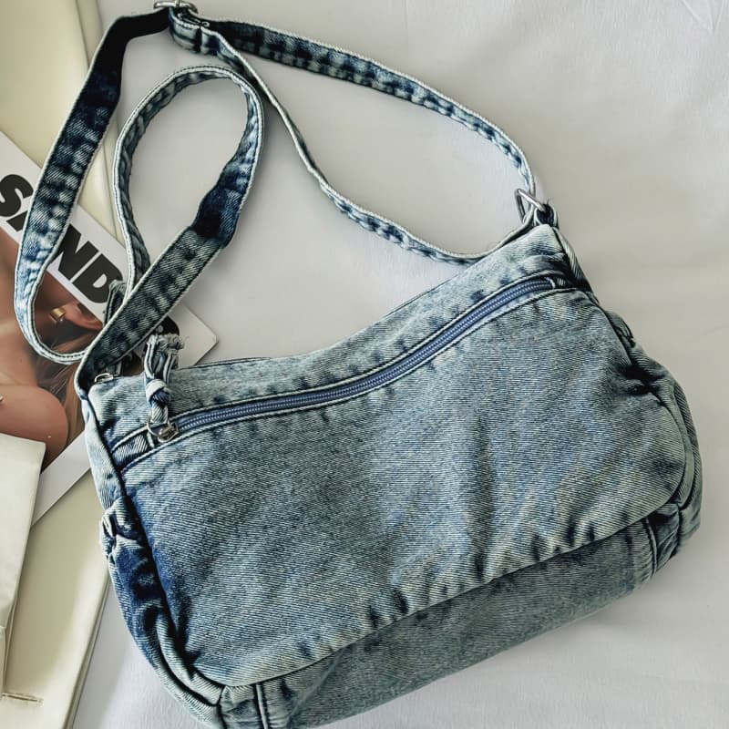 Retro denim messenger bag casual shoulder bag
