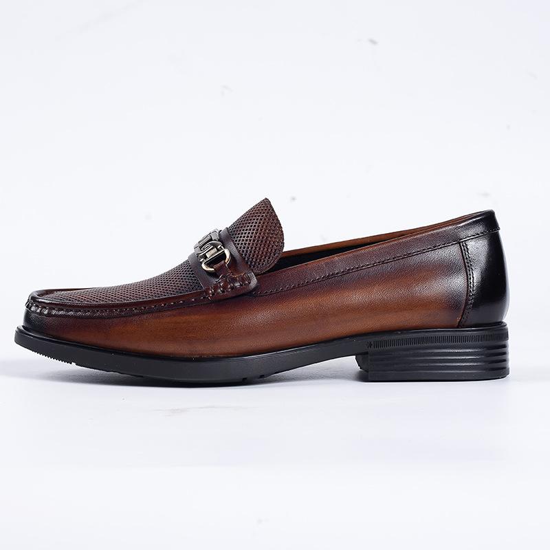 Fashion New 2025 Summer Men Genuine Leather Formal Business Loafers Slip On Retro Breathable Men Leather Moccasins Shoes