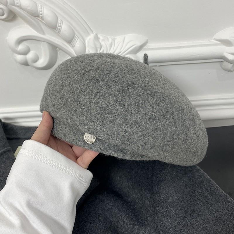 Simple Decor Wool Beret Hats Elegant Solid Color Elastic Painter Cap Lightweight Berets for Women Daily Use