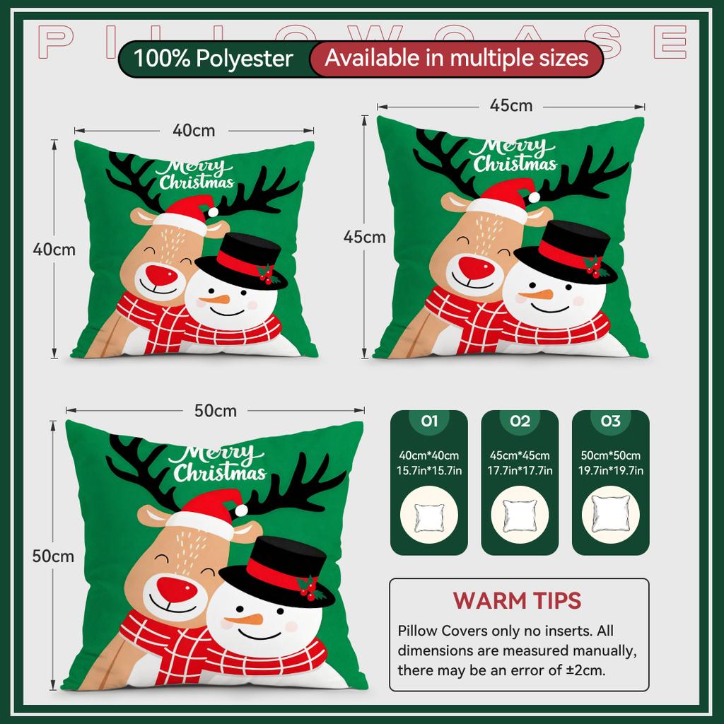 Christmas Elk And Snowman Decorative Cushions Pillowcase Polyester Cushion Cover Throw Pillow Sofa Decoration Pillowcover