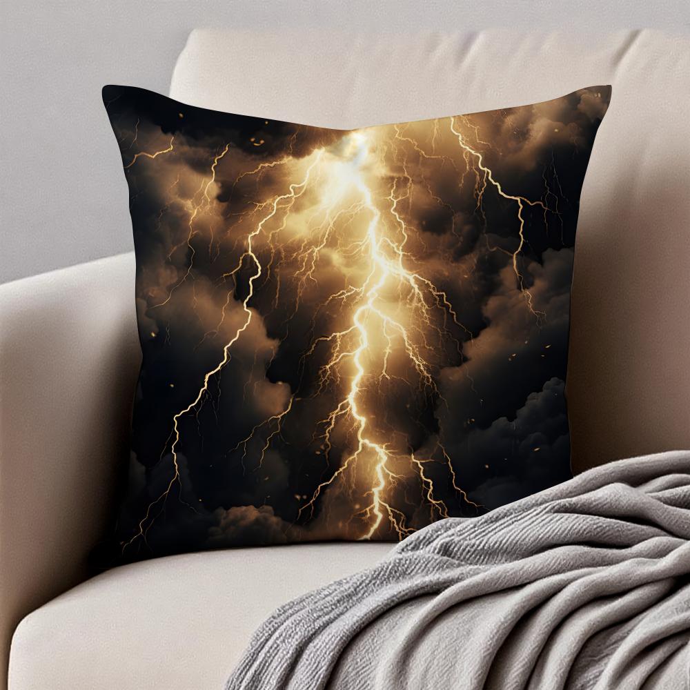night lLightning Cushion Cover Pillowcase Antidustmite Invisible Zipper Short Plush Sofa Cushion