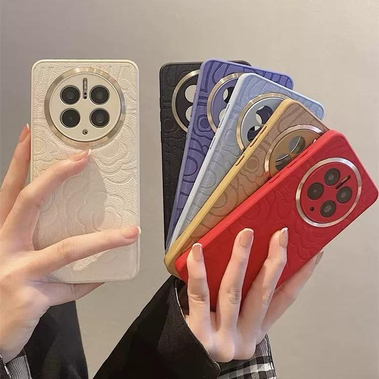 Anwendbar auf Huawei Mate70pro Kamelienleder Handyhülle, Metallspiegel, HONOR 200 Vollschutzhülle, Magic7