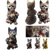 Whimsical Garden Decor Resin Statue Of Cat With Dwarf Handcrafted