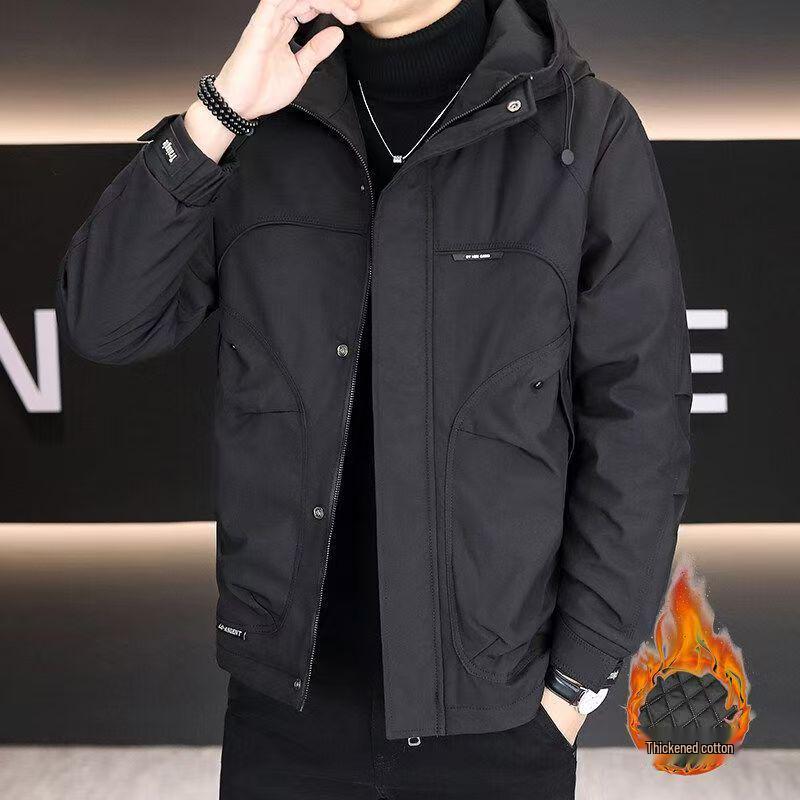 

Men s Trendy Black Camouflage Hooded Sport Jacket 2XL (200-230 lbs) чорний