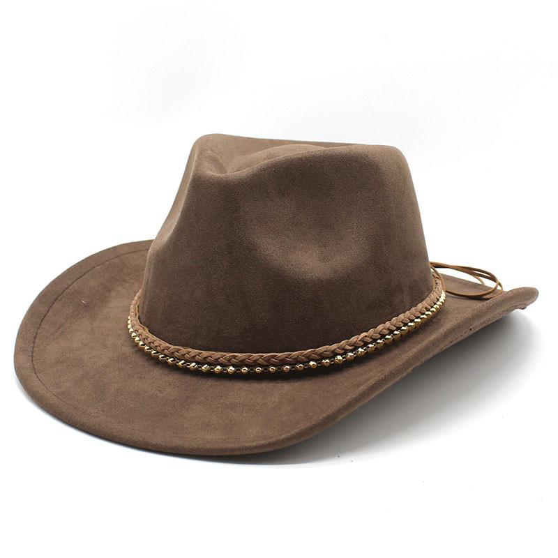 Western Cowboy Hat With Suede Leather For Men And Women In Folk Style