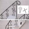 Wrought Iron Wall-Mounted Shelving Unit with Hooks