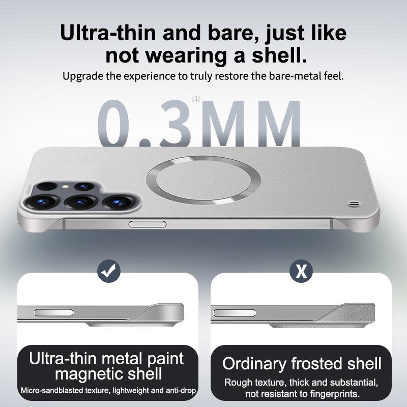 Samsung S26 Ultra Metal Magnetic Phone Case with Paint Finish, Borderless Design for S26 Plus