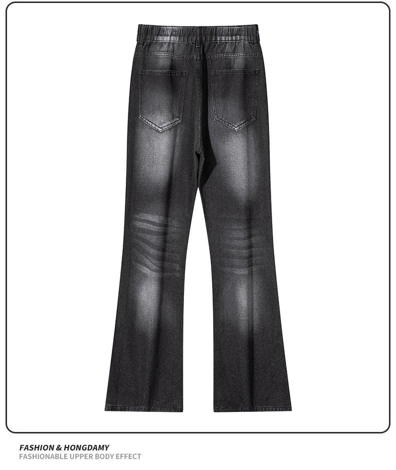 Calças Jeans Retas Largas Estilo Retro Hong Kong Lavadas Micro-Flare Comprimento Total para Homens e Mulheres - Calças Casuais de Trabalho