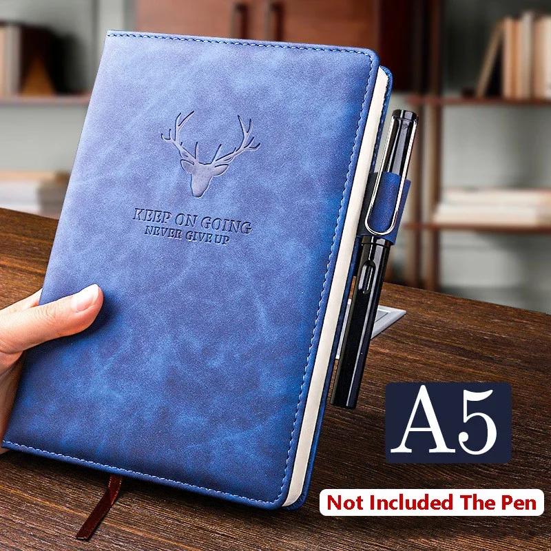 360 Pages Portable Extra-thick Wax-feeling Leather A5 Log Notebook for Daily Work Office School Supplies Korean Stationery