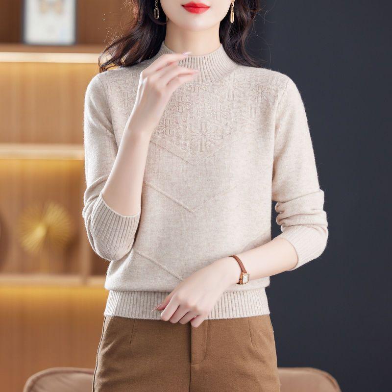 

Женский вязаный свитер с высоким воротом, однотонный, элегантный стиль, длинный рукав, стандартная длина, мода осень/зима, кардиган-пуловер 2XL