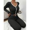 Autumn and Winter Home Wear Pajamas Set Women's Long-sleeved Shirts and Trousers 2-piece Set Sexy Lace Pajamas Pajamas Home Wear