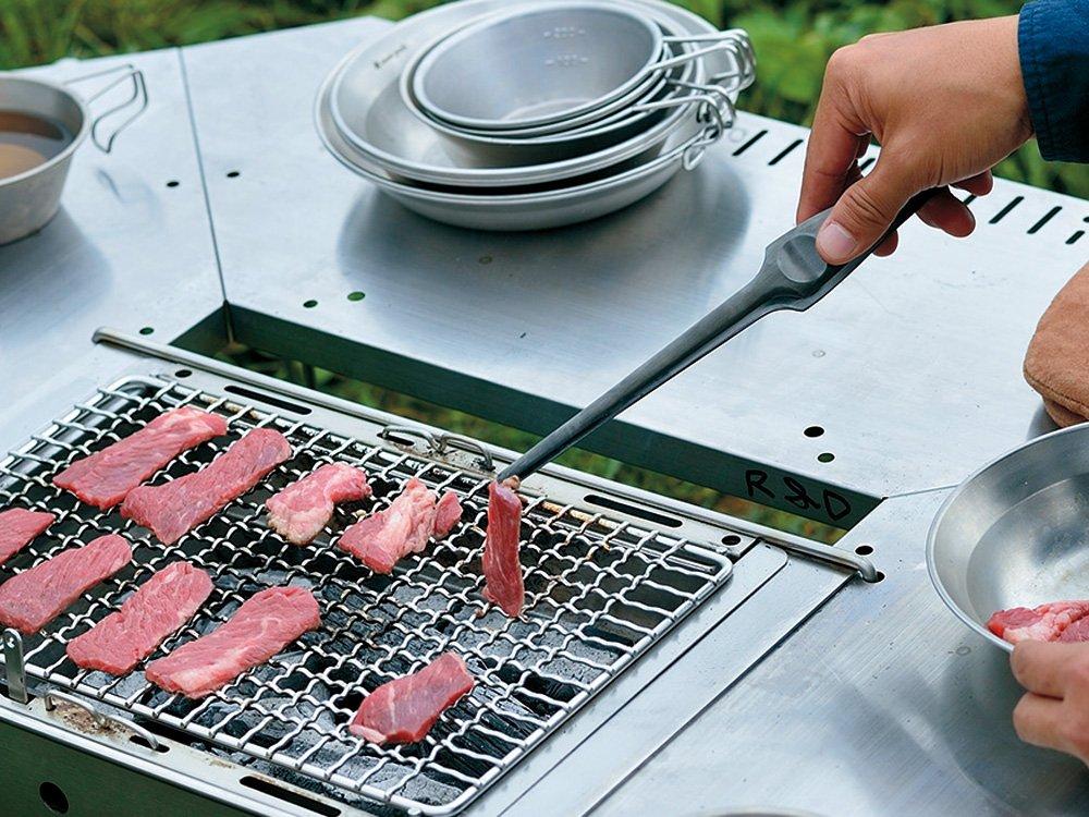 Snow Peak Pitts Stainless Steel CS-370 Tongs, for Yakiniku, BBQ, Tapered Design, Corrosion Resistant, Outdoor Camping (Pack of 3)