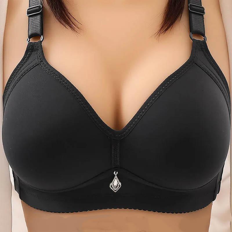 Taglia Grande Sezione Sottile Seno Raccolto Anti-cedimento Reggiseno Non Magnetico Senza Ferretto Biancheria Intima Semplice Reggiseno da Donna