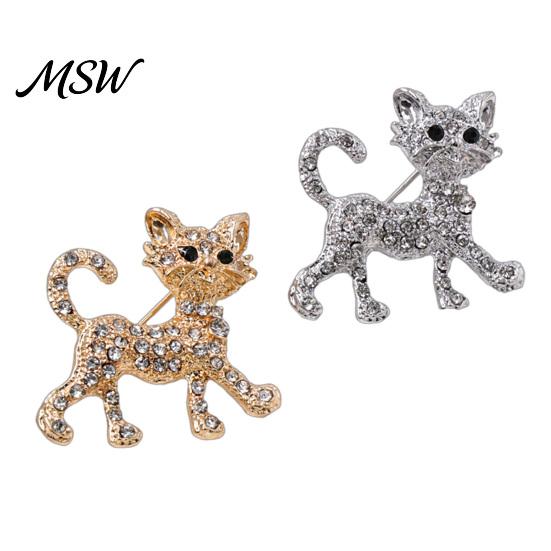 Cat Shaped Pin Rhinestone Shape Brooch Pin, Kitten Lapel Clip for Animal Accessory Women Girls, Sweater Cardigan Coat Suit Decoration Jewelry