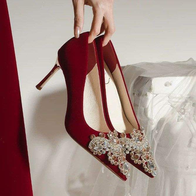 

Light satin wedding shoes 2025 new bridal shoes main wedding dress show heliang wear engagement high heels women s stiletto 40
