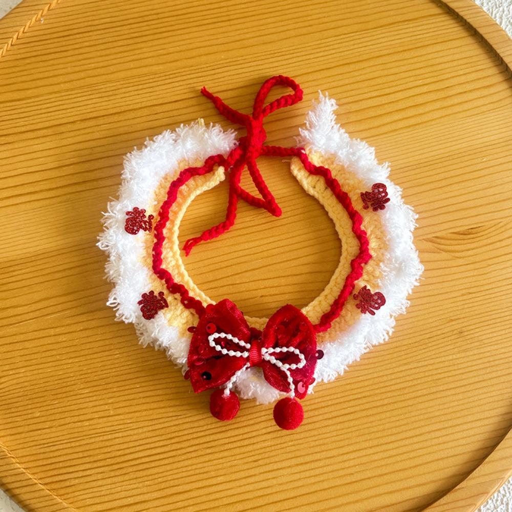 Cute Chinese Style Pet Scarf Knitted Material Handmade Cat Knitted Scarf Cartoon Funny Design Puppy Collar Pet Accessories