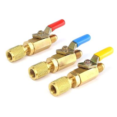 Pack of 3 Air Conditioning Refrigerants Ball Valves Kits Shut-off Valves Brass Material Repair Part for Multifuntion Use