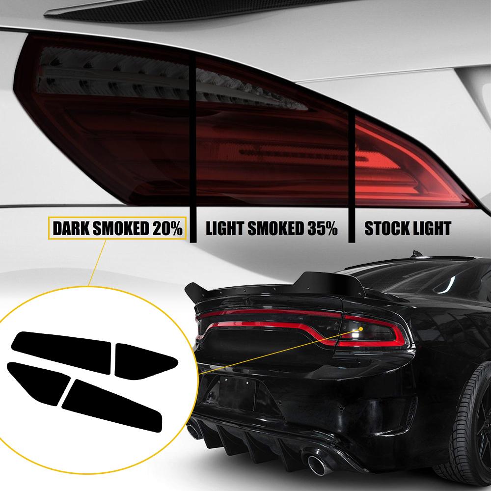 4x Car Tail Light Sticker Films Smoked Vinyl Rear PreCut Tint Overlay For Dodge Charger 2015 2016 2017 2018    2022