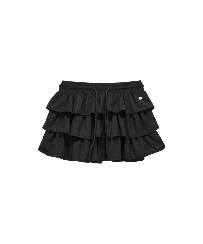 Pandora Fit Bony Cancan Suede Skirt (Black)