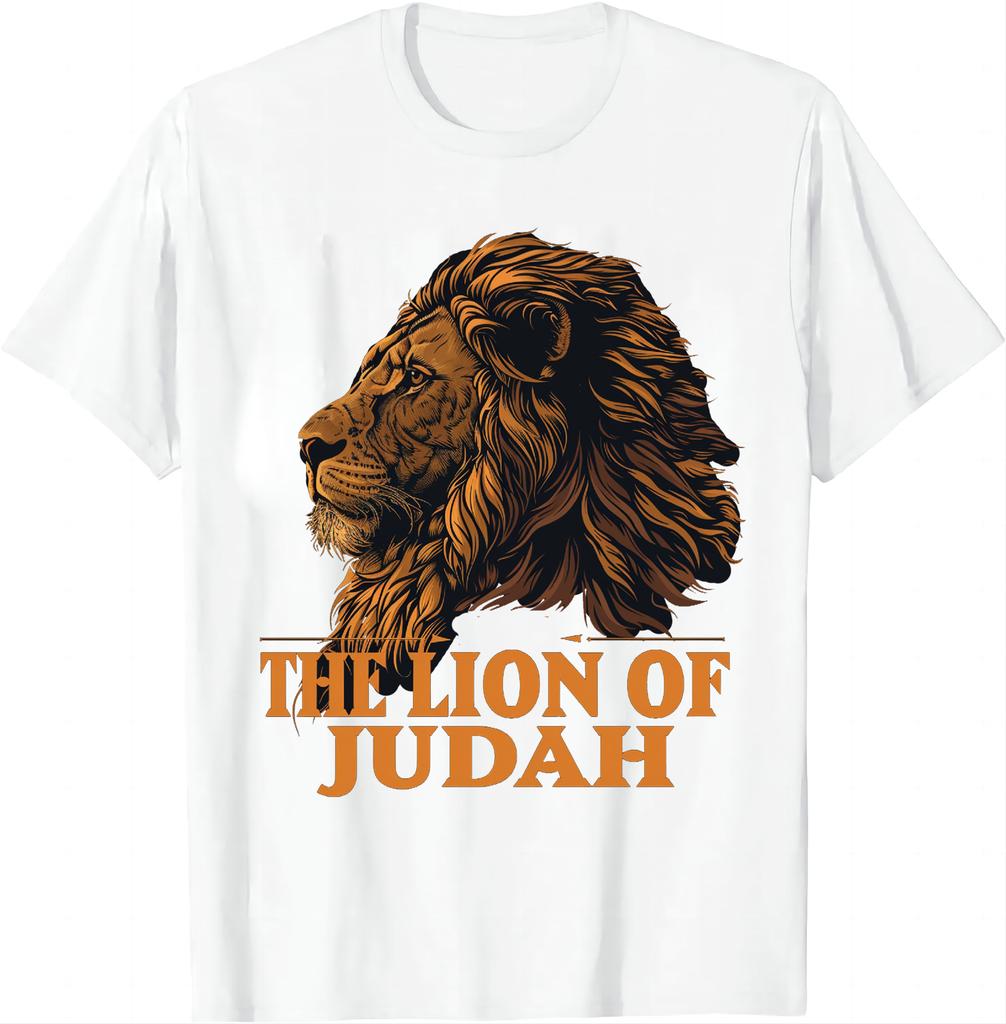 Jesus Lion of Judah Christian Gift for Men Women TShirt Vintage T Shirt Cotton Animal Tops Ropa Hombre Camisas Streetwear
