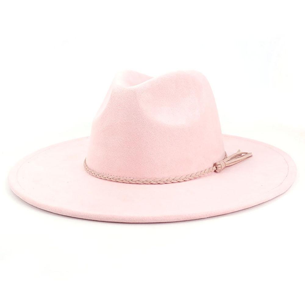 Unisex Suède Vilt Fedora Hoed Brede Rand Platte Rand Elegante Klassieke Herenhoed M 56-58cm white