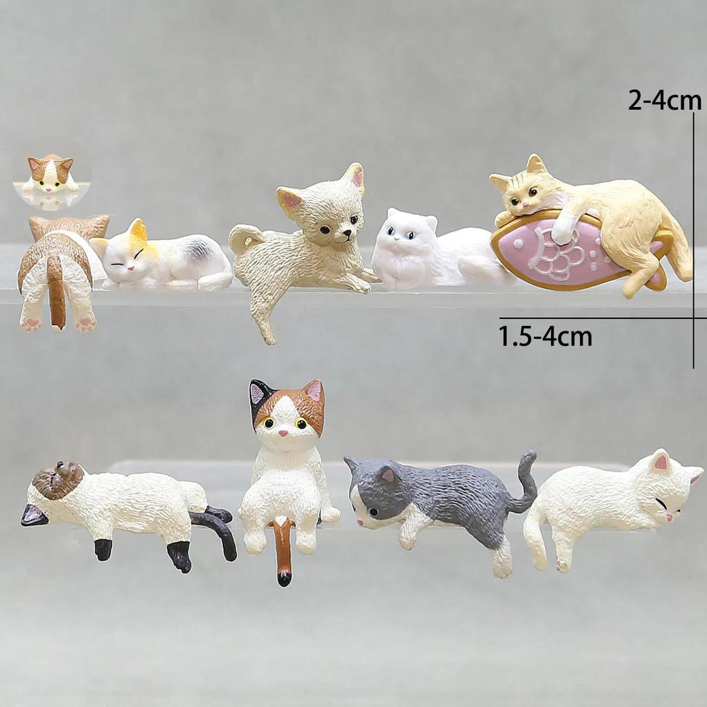 1Pcs Cartoon Simulation Fish Tank Edge Hang Cat Aquarium Ornament, Miniature Landscape, Home Decoration, Cute Desktop Gifts