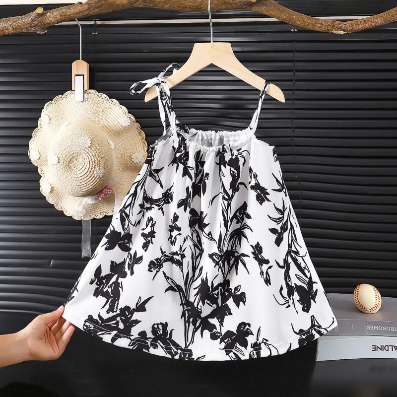 

Summer New Chinese Style Princess Dress For Girls Sweet Loose Breathable Suspender Children Sleeveless Vest Temperament Dresses 140