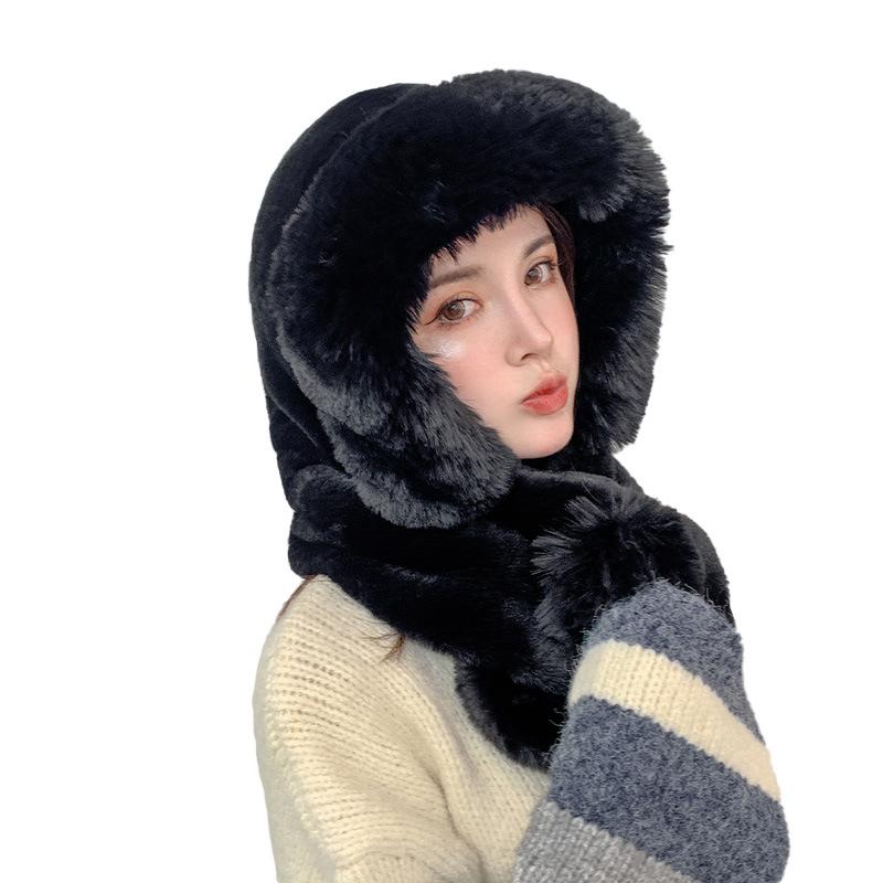 Winter velvet warm cute mink dual-purpose scarf hat woman