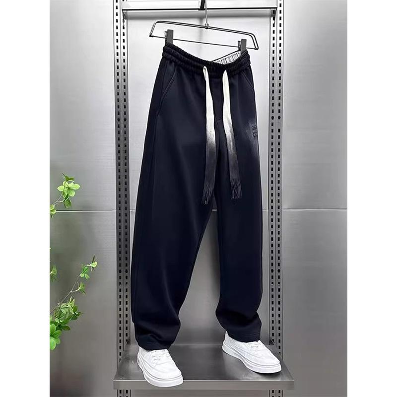 Mens Plus Size Casual Loose Straight Leg Black Sports Pants