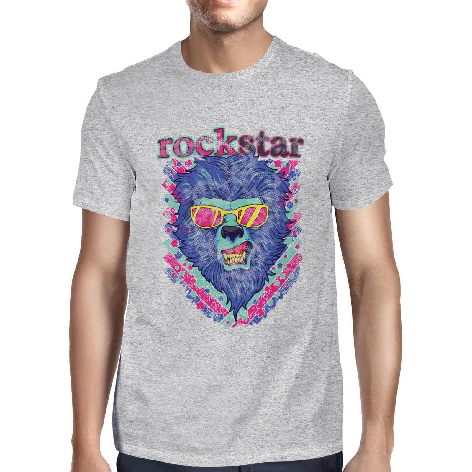 1Tee Mens Rockstar Lion Head Colourful Abstract T-Shirt L