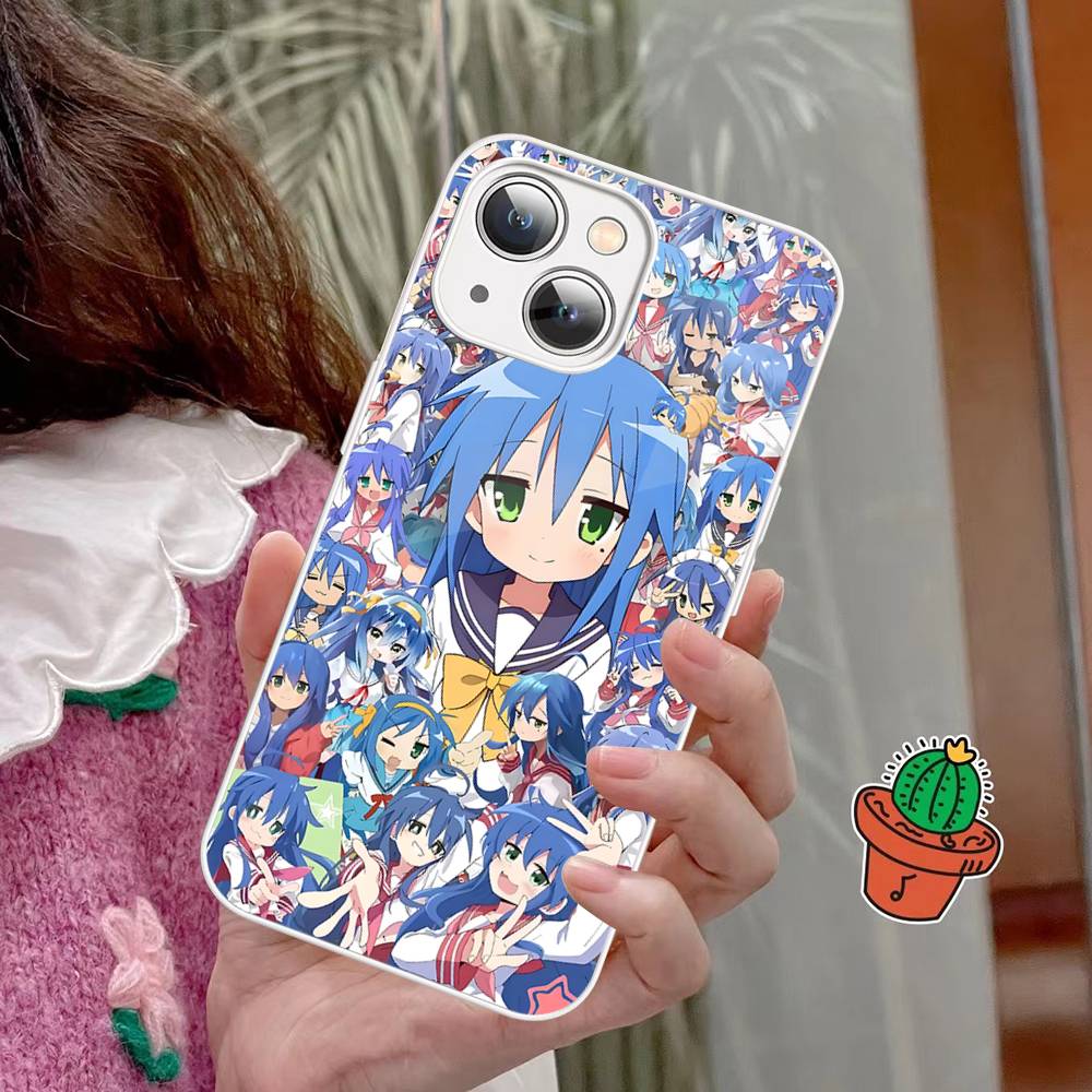 Anime Girl Lucky Star For IPhone 14 13 12 Mini 11 Pro XS Max X XR 14 Plus Tempered Glass Cover