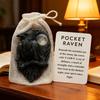 Yousheng Raven Pocket Hug with Positive Card Emotional Support Crow Pocket Token Bird Decoration Inspirational Encouragement Gift