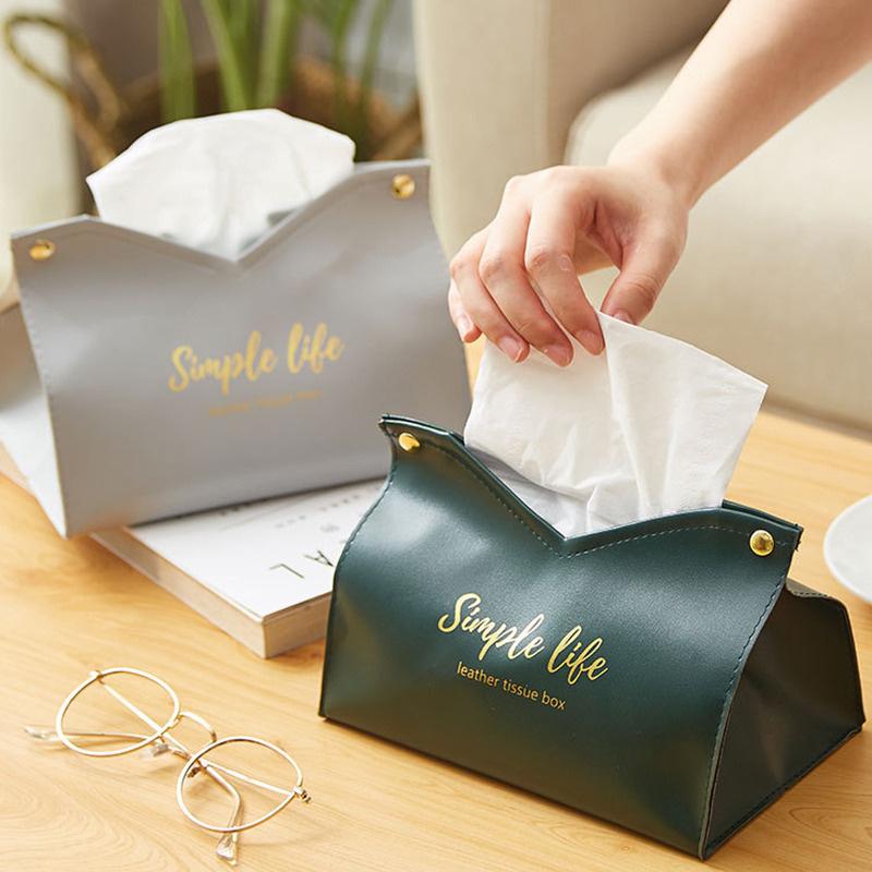 

Leather Tissue Box Car Tissue Box Home Living Room Decoration Bedroom Kitchen Desktop Modern Nordic Storage Box Napkin Holder зелёный