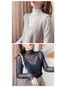 Women's Sheer Lace Long Sleeve Top with Half High Neck