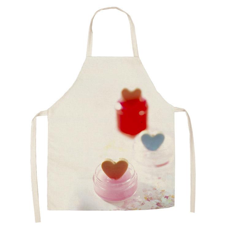 New Linen Colorful Nail Polish Cosmetics Theme Print Kitchen Aprons Unisex Dinner Party Cooking Bib Funny Cleaning Apron Barber