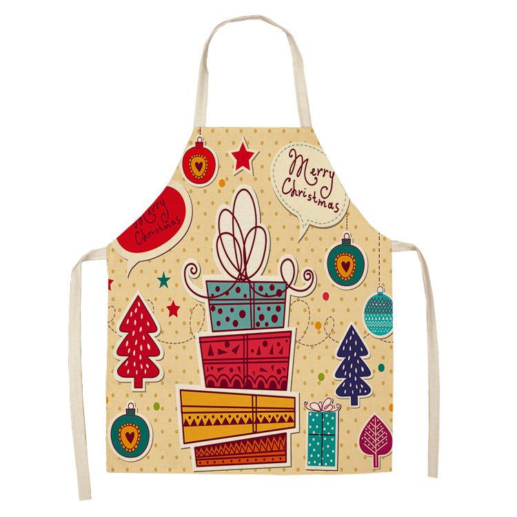 New cartoon Christmas sleeveless printing sleeveless apron home waterproof kitchen dust protection