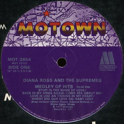 12-Zoll Schallplatte SUPREMES / DIANA ROSS - Medley Of Hits / Love Hangover MOT2854 Motown 1988 US Soul/Funk Gebraucht