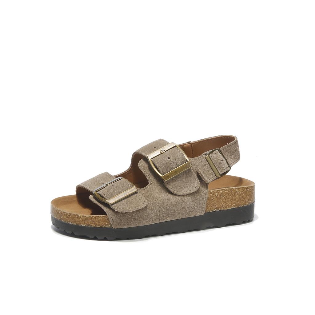 Texas holiday~ retro leather platform double buckle sandals women's summer new beach shoes outer wear